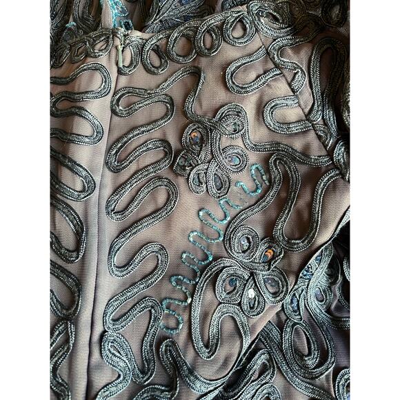 JS Collection Dress Bell sleeve soutache cocktail blue size 16 DEFECT - Picture 8 of 9